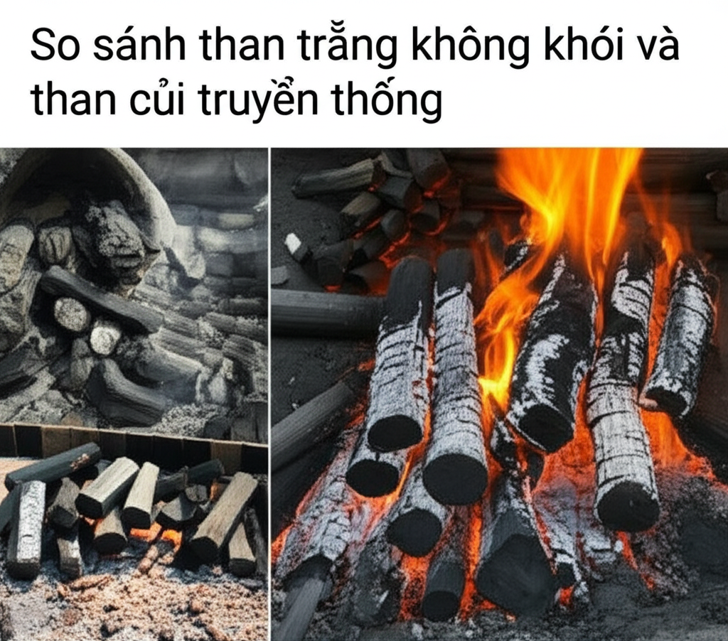 So sánh than trắng không khói và than củi truyền thống