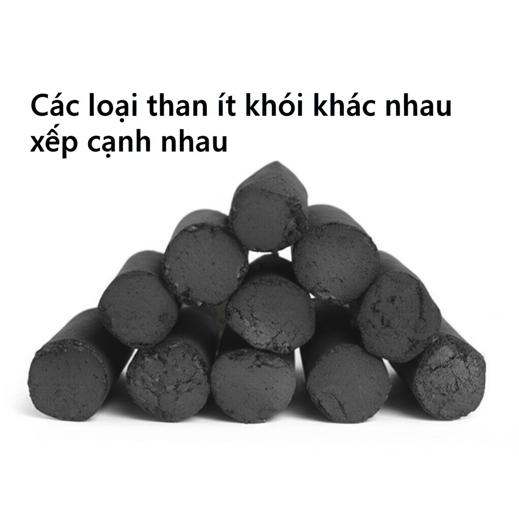 Các loại than ít khói khác nhau xếp cạnh nhau