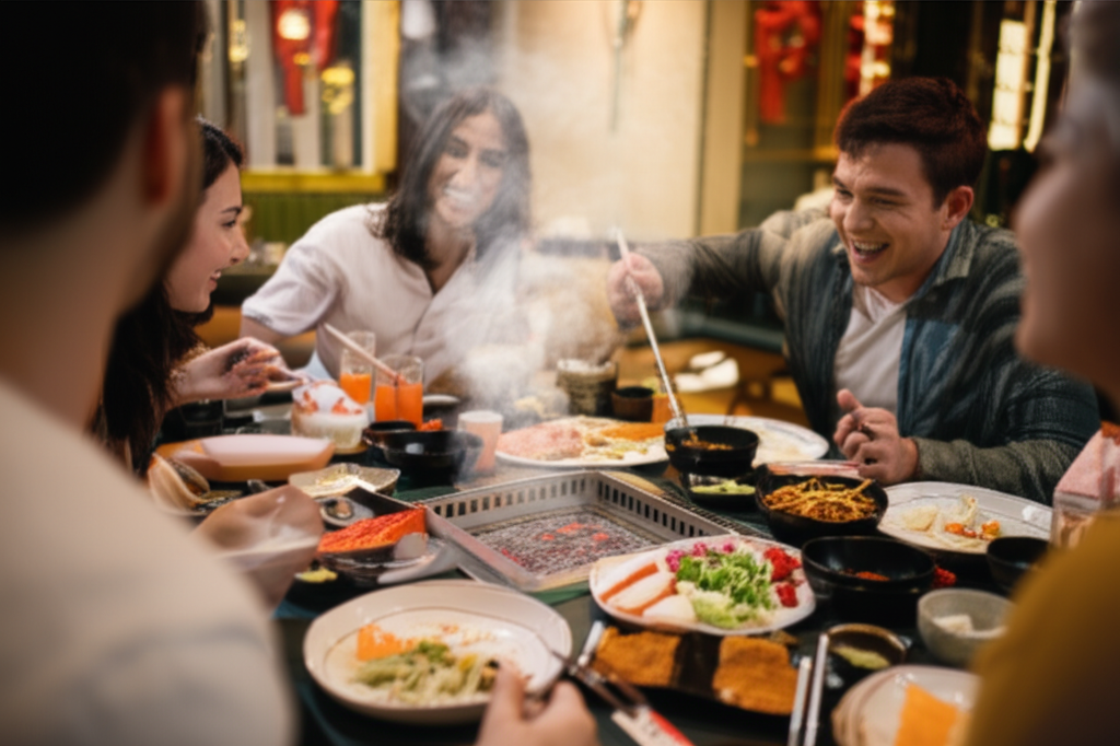 Khách hàng thưởng thức lẩu nướng không khói