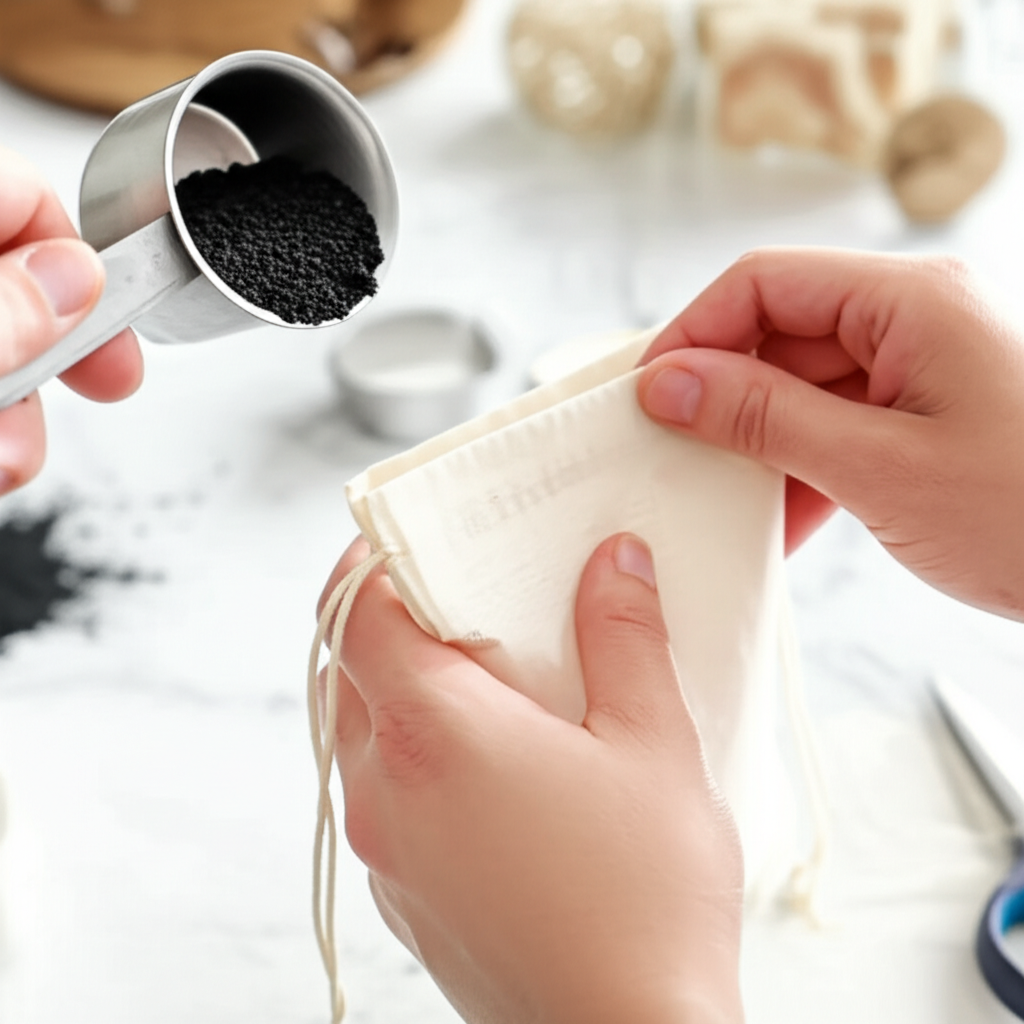 Các bước làm túi lọc khử mùi than hoạt tính